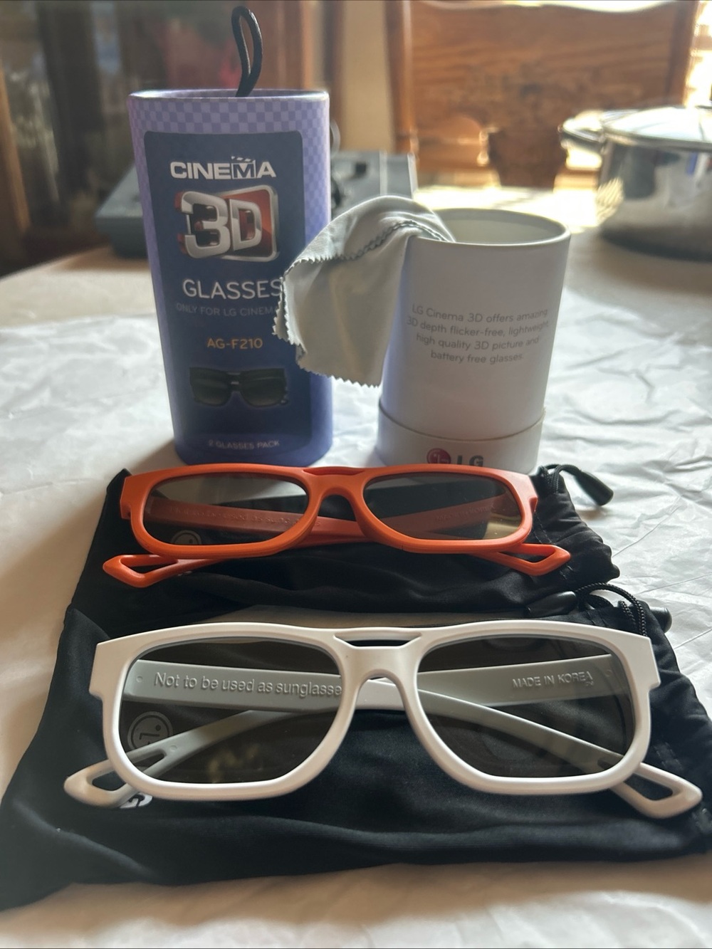 LG 3D Cinema Glasses Pair — White and Orange Frames